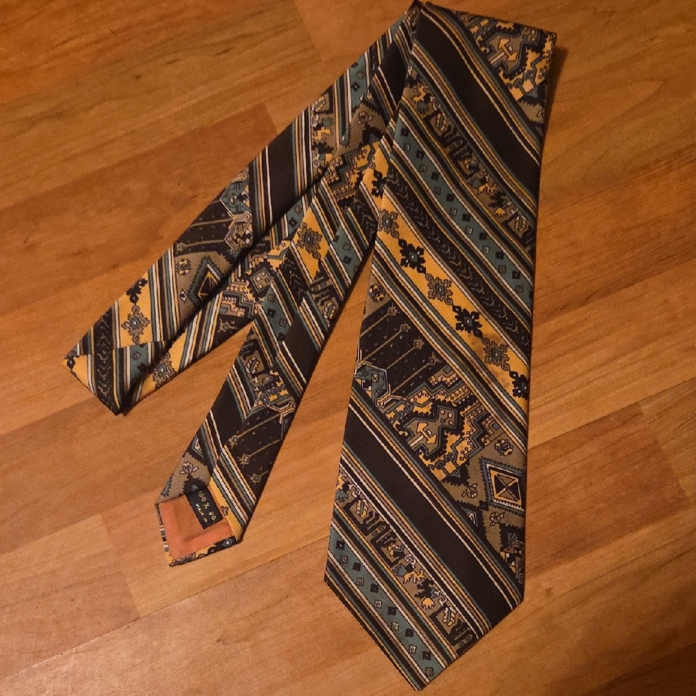 Vintage 1970s Gino Pampeii WIDE tie Made Italy 55 x 4" Polyester